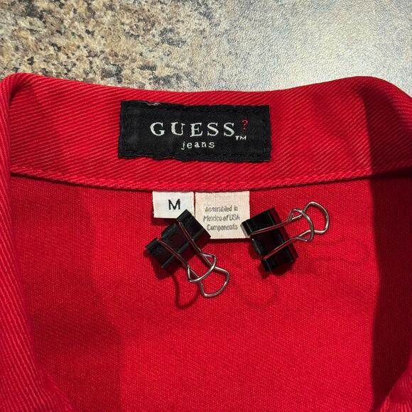 Guess Vintage Denim Jacket Trucker Y2K Coquette Cherry Americana Retro Medium - Picture 3 of 9